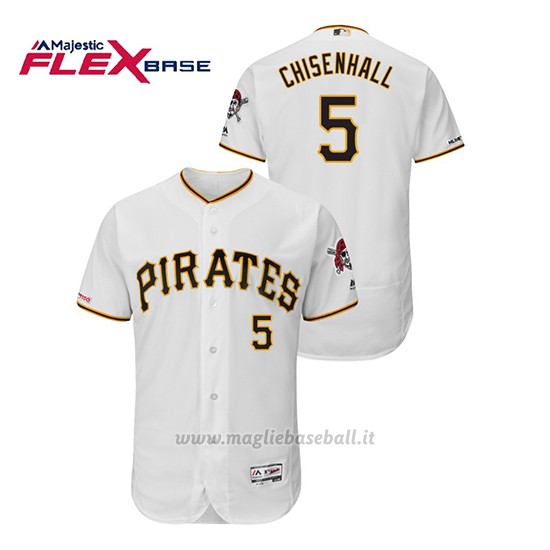 Maglia Baseball Uomo Pittsburgh Pirates Lonnie Chisenhall 150th Aniversario Patch Flex Base Bianco